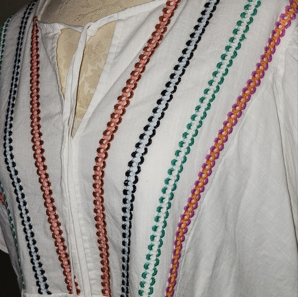 White Midi Sundress with Flutter Sleeves and Scoop Neck - Picture 2 of 6